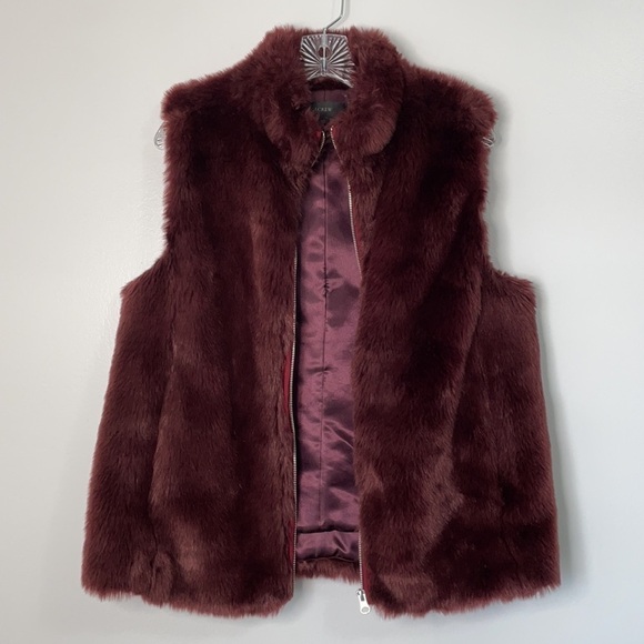 J Crew Burgundy Faux Fur Vest - Picture 4 of 9